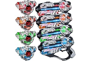 IVOXEX Laser Tag Guns Set of 4 Laser Tag Guns with Digital LED Score Display Vests,Gifts for Teens and Adults Boys & Girls,Adults and Family Fun,Gift for Kids Ages 6 7 8 9 10 11 12+Year Old Boy(Graffiti Set)