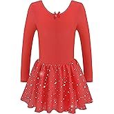 DANSHOW Girls Glitter Leotards for Ballet Dance Dress with Tutu Skirt Petal Sleeve