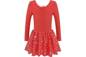 DANSHOW Girls Glitter Leotards for Ballet Dance Dress with Tutu Skirt Petal Sleeve