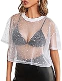 Avidlove Mesh Top See Through Tops for Women Short