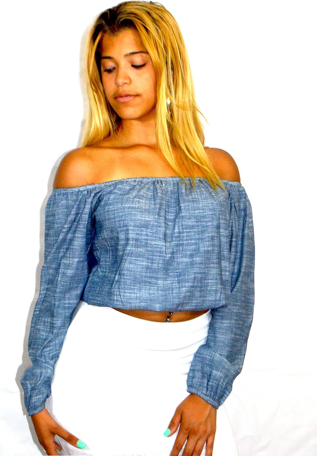 blue jean halter top