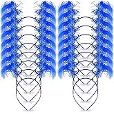 Taiyin 24 Pcs Tinsel Wrapped Feathers Ponytails Headband Costume Party Favor for Women Men Hair Costume