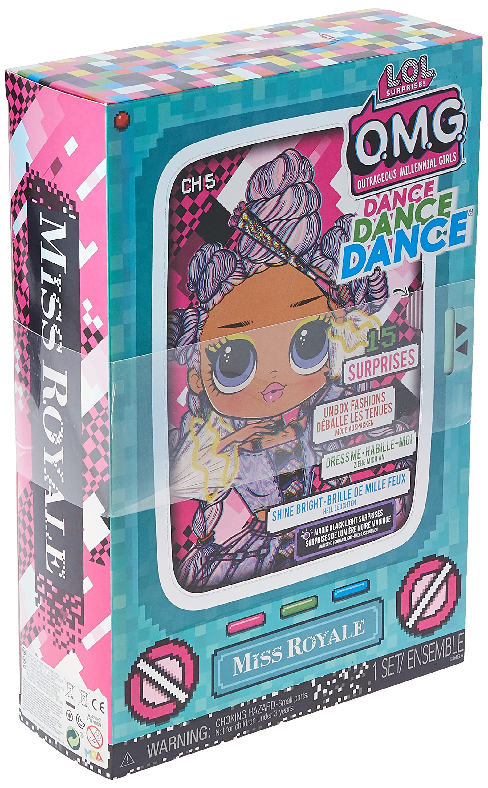L.O.L. Surprise! OMG Dance Dance Dance Miss Royale Fashion Doll with 15 Surprises, Designer Clothes, Magic Blacklight, Fashion Accessories, Shoes, Fashion Doll Stand, and TV Package. For Girls Age 4+ โ image 1