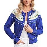Womens Long Sleeve Open Front Cardigan Sweaters Button Down Crew Neck Floral Print Knit Fall Sweater Top Outerwear