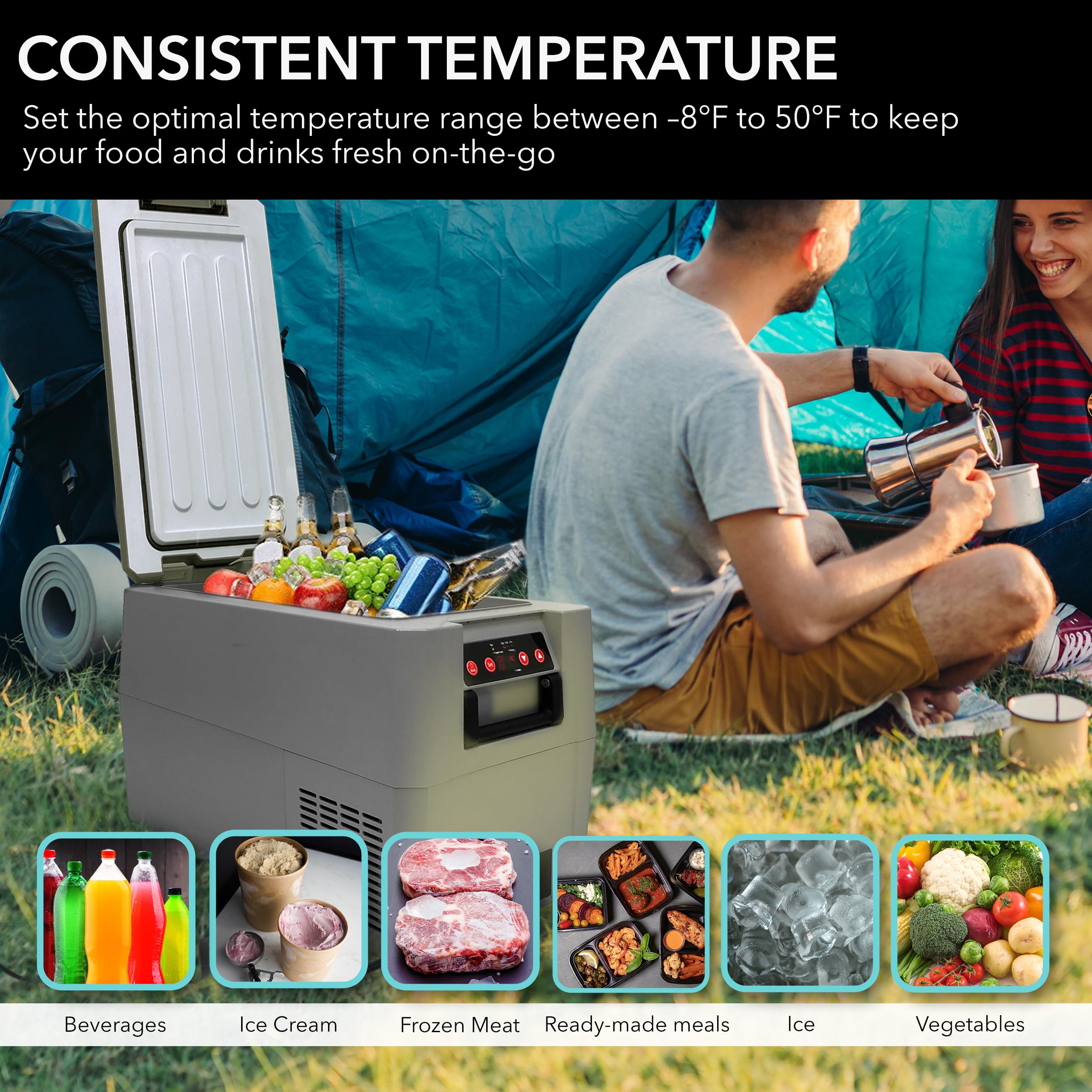Whynter FMC-350XP 34 Quart Compact Portable Refrigerator, AC 115V/ DC 12V Real Freezer for Car, Home, Camping, RV-8°F to 50°F, One Size, Gray