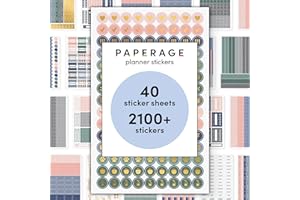 PAPERAGE Planner Stickers, Neutral & Gold Foil Stickers for Planners, Calendars, Journals & Notebooks, (Neutral Tones), 40 Sheets, Over 2,100 Stickers Per Pack