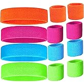 80s Sweatband, Sports Headband and Wristbands, Sweat Bands Neon Colors, 80s Party, Sweatbands for Women, Colorful Sweatband Set