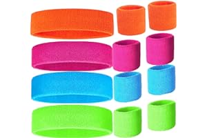 ZILO NOVELTIES 80s Sweatband, Sports Headband and Wristbands, Sweat Bands Neon Colors, 80s Party, Sweatbands for Women, Colorful Sweatband Set