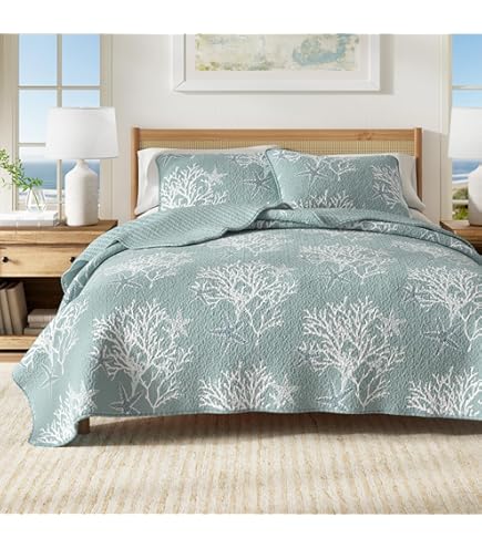 Safdie & Co. 5-piece Microfiber Double Queen Quilt Set In Aqua Blue Azure