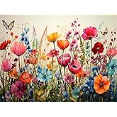 croshom Wild Flowers Diamond Art Painting for Adults-Flower DIY 5D Diamond Art Kits,Gem Art Kits for Gift Home Decor 12x16in