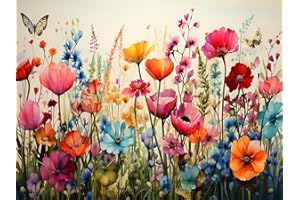 croshom Wild Flowers Diamond Art Painting for Adults-Flower DIY 5D Diamond Art Kits,Gem Art Kits for Gift Home Decor 12x16in