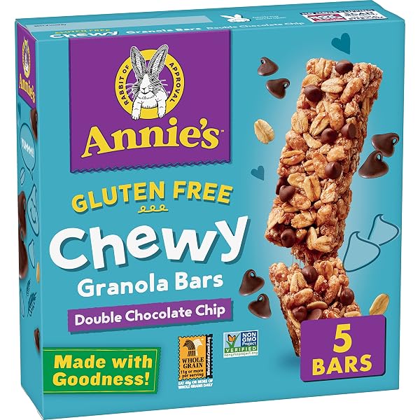 ANNIE’S GLUTEN FREE CHEWY GRANOLA BARS, DOUBLE CHOCOLATE CHIP, 5 BARS, 4.9 OZ