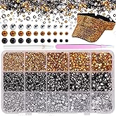 15000 Pcs Resin Rhinestones for Crafts, Black Silver Gold Flatback Resin Rhinestones for Bedazzling Gems 2/3/4/5/6mm Flatback Gems Jewels for DIY Mugs Tumblers Bottles Clothing Shoes Nail Art