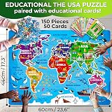 Quokka Giant World Map Puzzle 150pc 30x60cm with 50 Flashcards for Kids view 2
