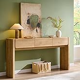 OKD 63'' Console Table with 3 Drawers, Farmhouse Entryway Table with Rounded Corners, Console Table Behind Couch for Living R