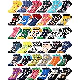 Vabean 36 Pairs Funny Men's Dress Socks Men's Novelty Crew Socks Cotton Dress Bulk Colorful Dress Set for Women Men