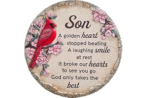 MYFIHU Memorial Stone for Son, Memorial Gifts for Loss of Son, Grave Decorations for Cemetery Son, in Memory of Son Stepping Stones TNS12