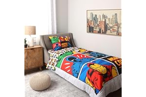 Marvel Comics Twin Bedding Set EXPRESSIONS (4 Piece Set, Bed in Bag) Includes Reversible Comforter, Flat Sheet, Fitted Sheet 