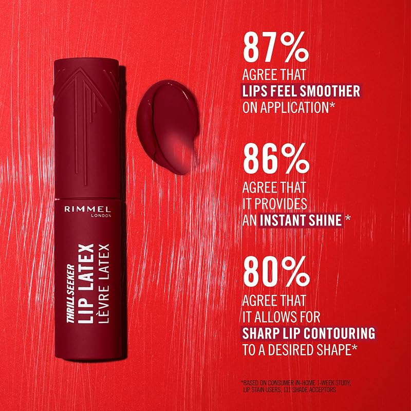 , Thrill Seeker Lip Latex, Rossetto liquido, Lucidalabbra, Colore labbra, Rossetto con acido ialuronico, Tinta labbra, Morbidezza e lucentezza, Vitamina E, Aloe Vera, 6 ml, 300 Main Chara