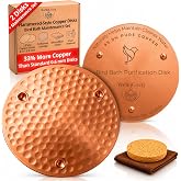 WellnCozy Copper Disc for Bird Bath 2 Pack, 0.8mm Extra Thick 99.9% Pure Copper Plate, Hammered Bird Bath Accessories, Maintenance Set with Sponge &amp; Cloth, for Outdoor Birdbaths, Bowls &amp; Fountains