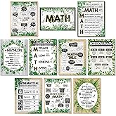 Sinload 10 Pcs Math Posters Math Greenery Styles, Eucalyptus | Classroom Wall Decor for Elementary Middle High School, Educational Teaching, Botanical Greenery Design, Back to School