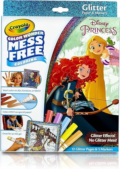 Crayola 75 2445 Color Wonder Disney Princess Glitter Coloring Pages Amp Markers Set Art Gift For Kids Amp Toddlers 3 Amp Up
