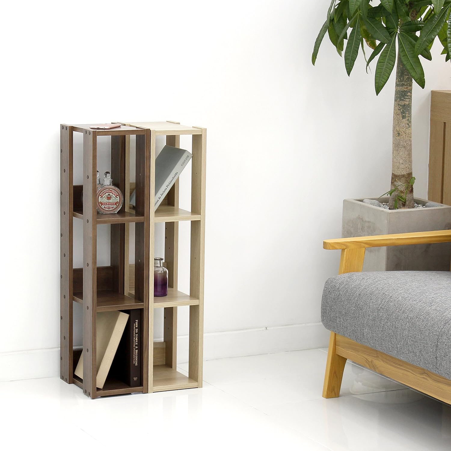IRIS USA OWR-200N 3-Shelf Slim Open Wood Shelving Unit, Natural: Furniture & Decor