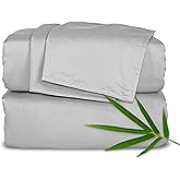 Pure Bamboo King Sheets, Genuine 100% Organic Viscose Derived from Bamboo Bed Sheet Set, Luxuriously Soft & Cooling, Double Stitching, 2 Year Quality Promise (King, Silver Pearl)