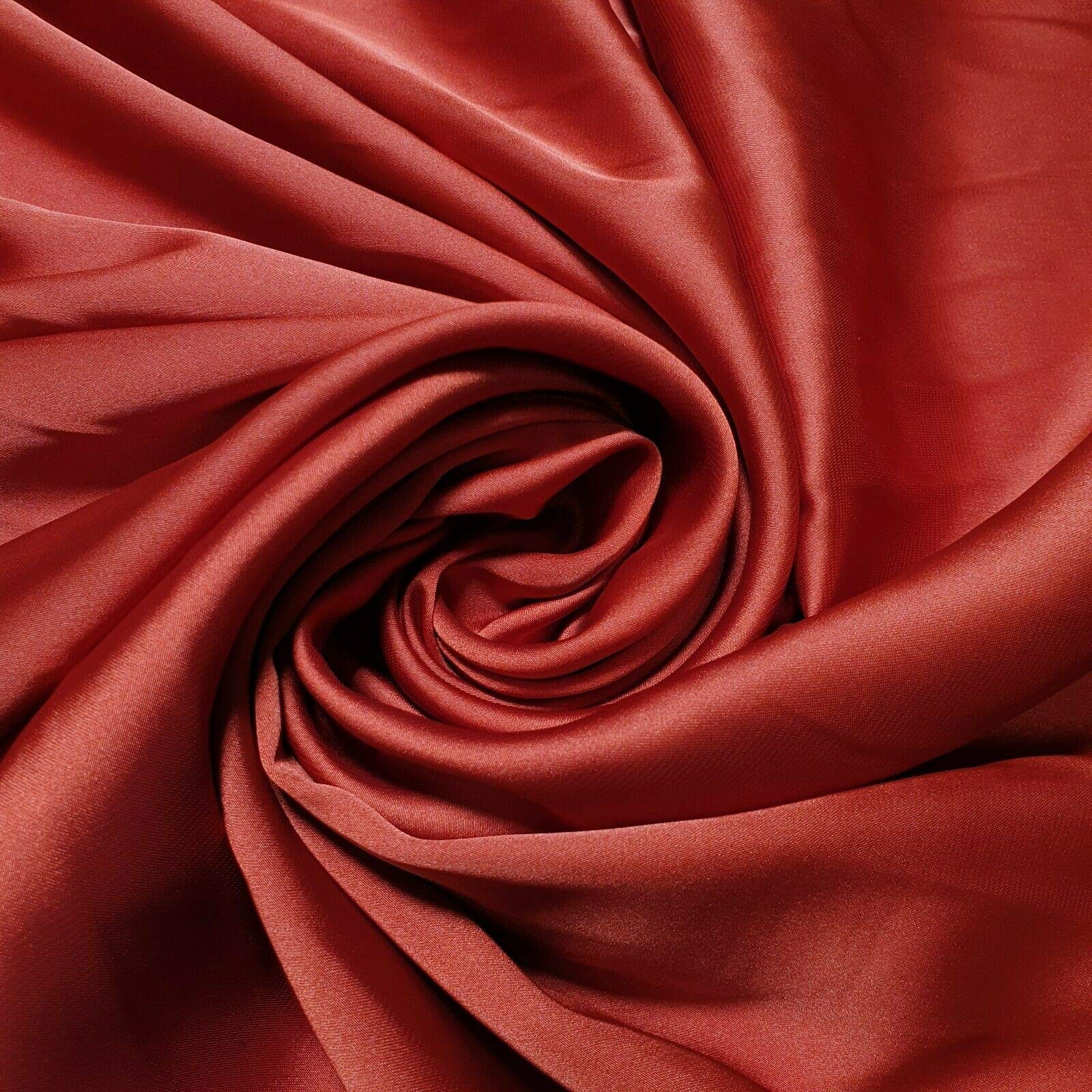 Lightweight Polyester Silk Charmeuse Silky Satin Finish, Dressmaking, Bridal, Prom, Décor - Craft Fabric Material 44" - 112 cm Wide Sold As 1 Meter Pre - Cut Lengths (Red)