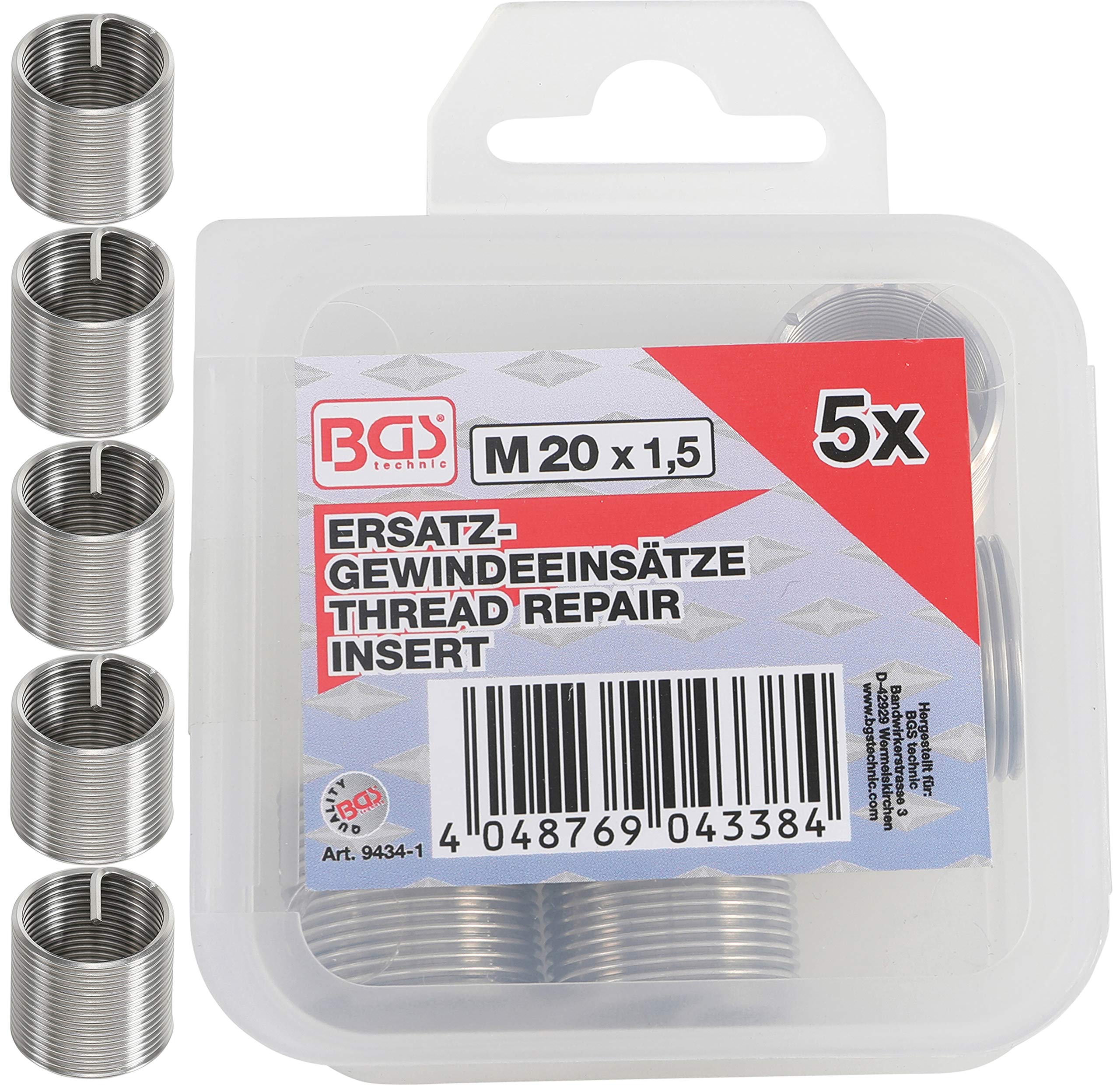 BGS 9434-1 | Replacement Thread Inserts | M20 x 1.5 mm | 5 pcs.