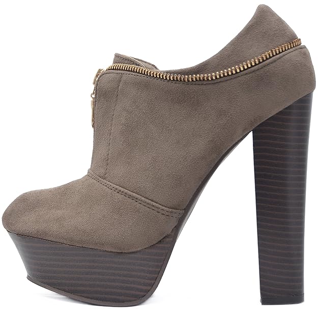 Vain Secrets Tulipano Plateau Stiefeletten Ankle Boots in Samt mit Absatz in Holz Optik