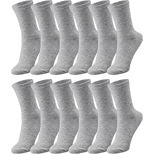 Duufin Mens Crew Socks 12 Pairs Mid Calf Plain Crew Socks for Men 7-9/10-13