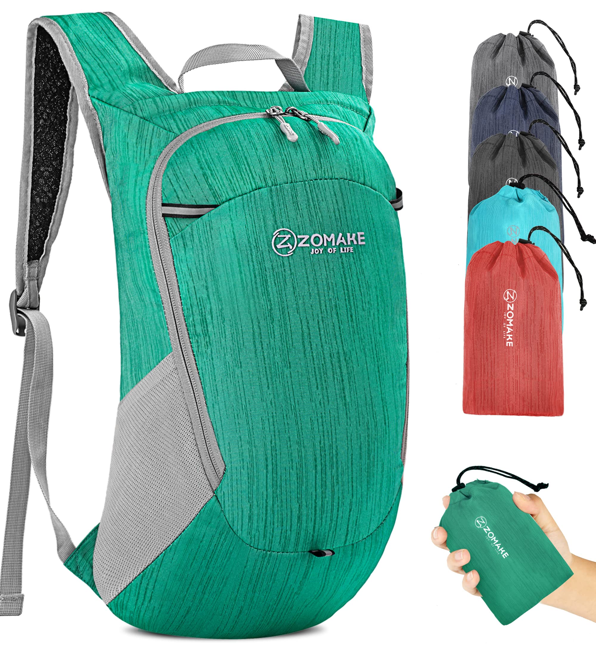 ZOMAKE Lightweight Foldable Backpack,Packable Rucksack 18L Ultra Light Small collapsible daypack For Men Women Travel Hiking Walking(Military-green)