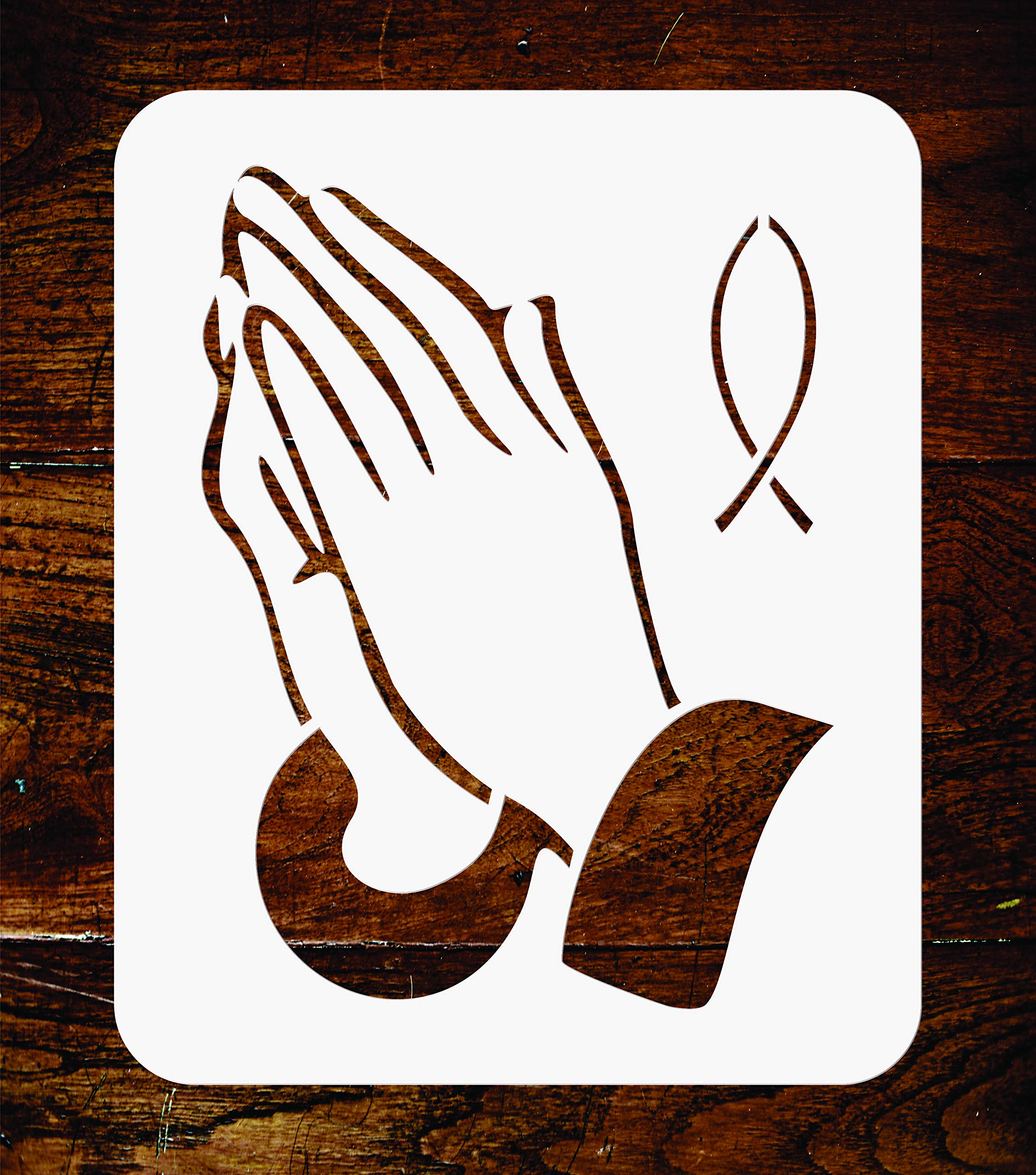 Praying Hands Stencil - 7.5 x 10 cm - Reusable Religious Catholic Fish Wall Stencils Template