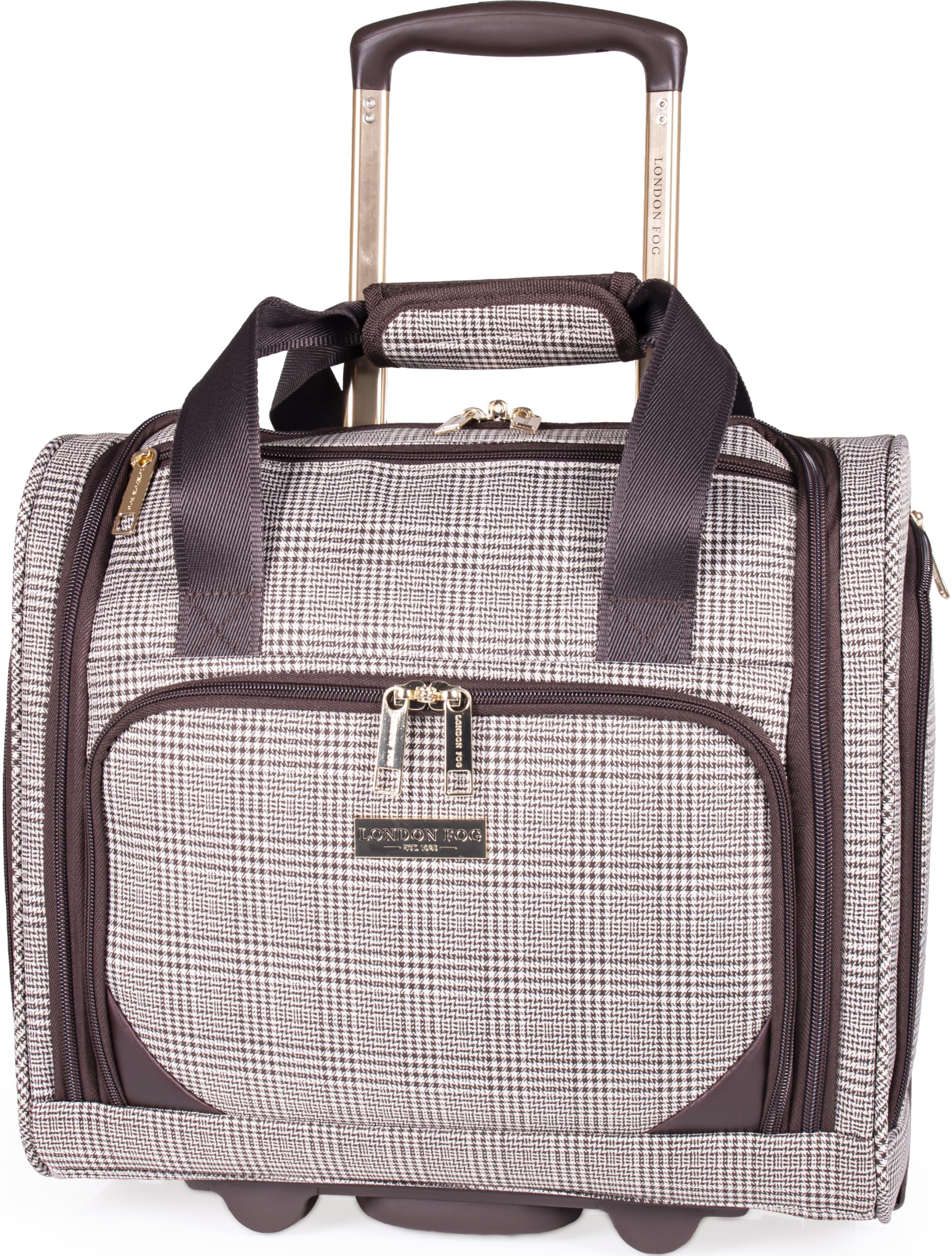 London Fog 14 Inch Underseat Cabin Bag - Approved for Under Seat Travel on Most Airlines | Lightweight Onboard Luggage Fits New 50x40x20 cm Allowance LFL003 Carry-On, Under Seat (Brown, Underseat)