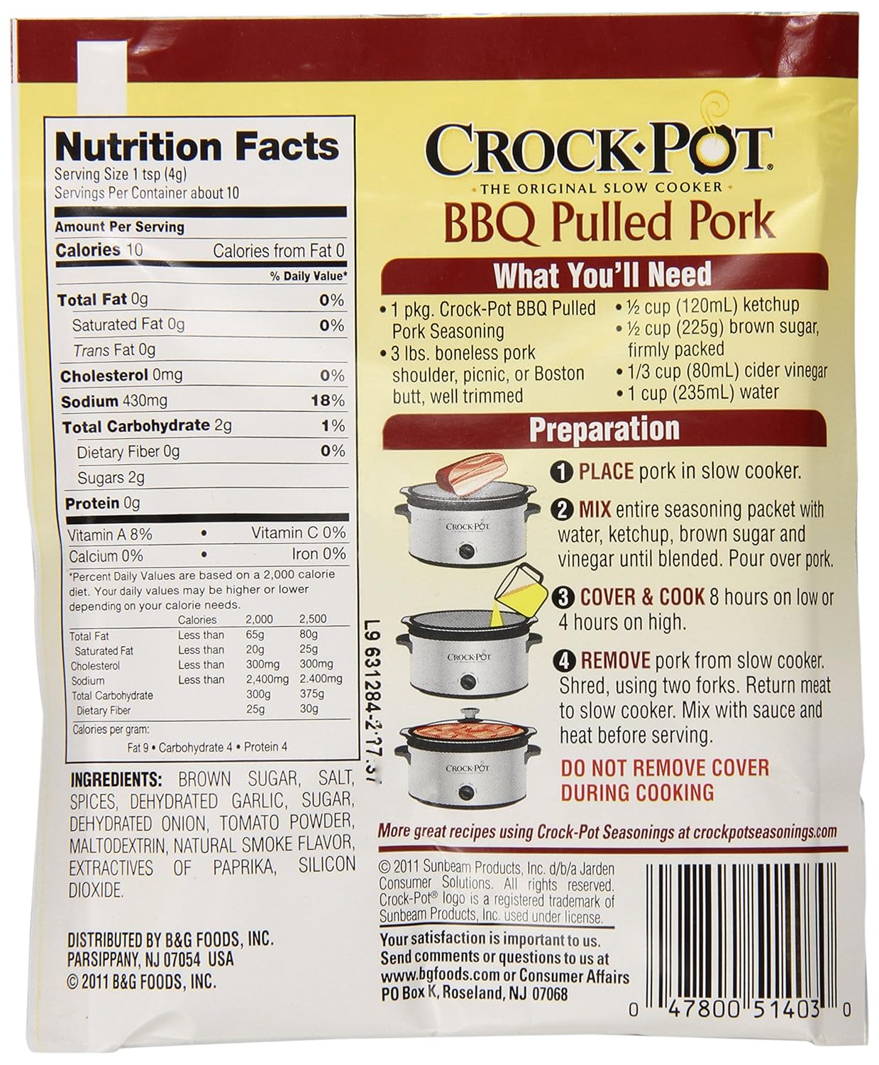 Amazon Com Crock Pot Seasoning Mix Bbq Pulled Pork 1 5 Ounce Pack Of 12 Meat Seasonings Grocery Gourmet Food