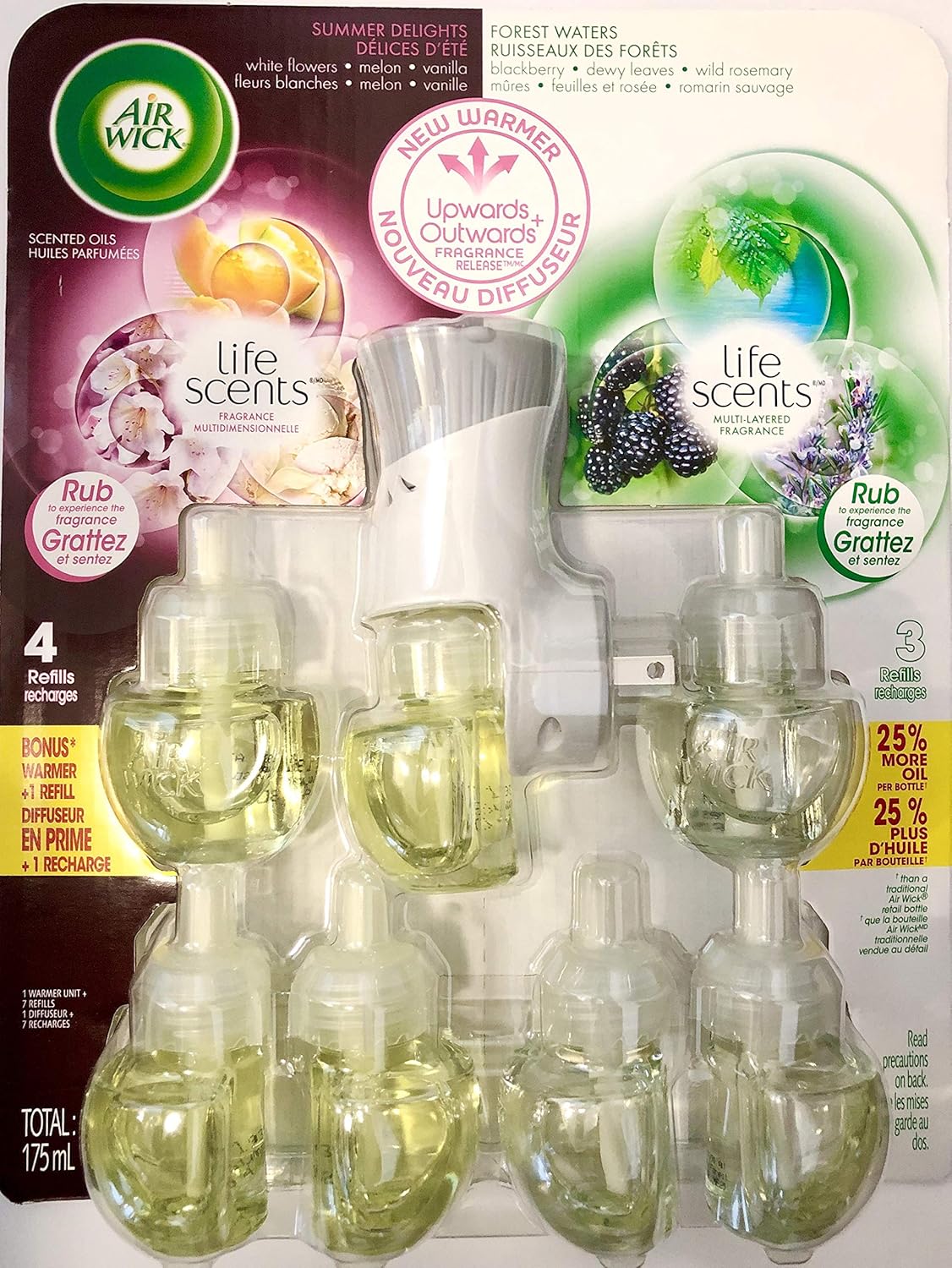 Air Wick 7 Scented Oil Refills & Warmer, (Summer Delights Fragrance