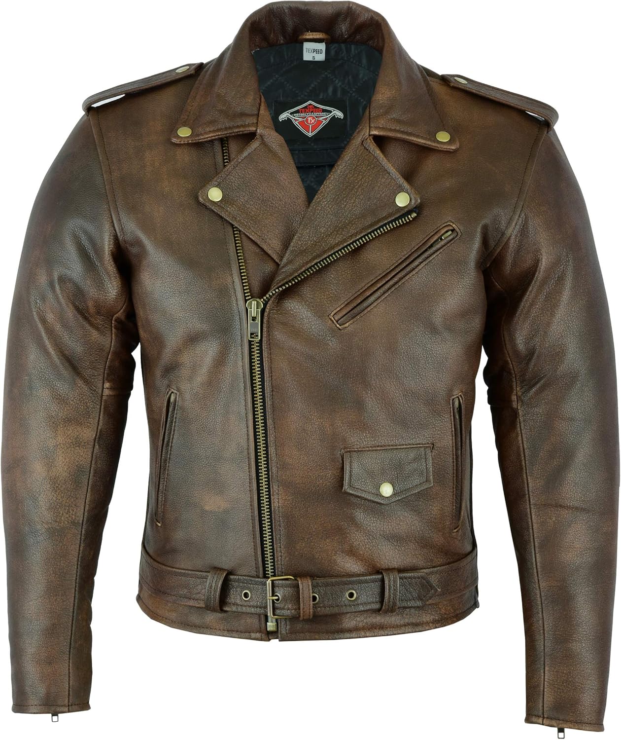 Mens Marlon Brando Style Motorcycle/Motorbike Cowhide Leather Jacket In ...