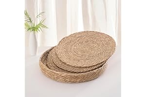 Art PineCone's Woven Wicker Cattail Round Placemats Set of 4 with Holder Included, Non-Slip, and Heat Resistant for Your Perfect Table Decor! (Cattail, 13 inch)