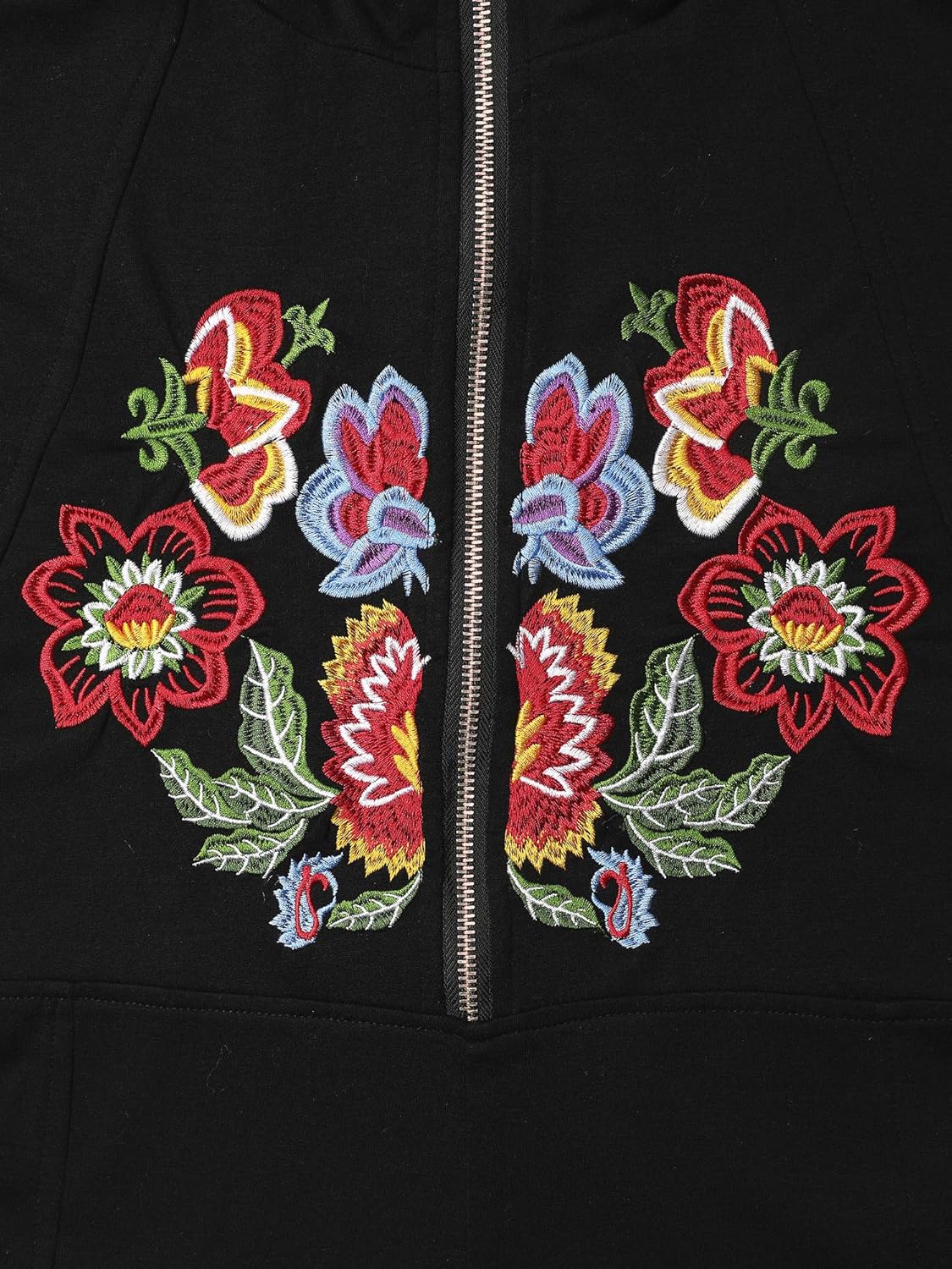 MYMORE Women's Floral Embroidery Shirt Drawstring Half Zip Up Long Sleeve Pullover Sweatshirt Top with Pockets at  Women’s Clothing store