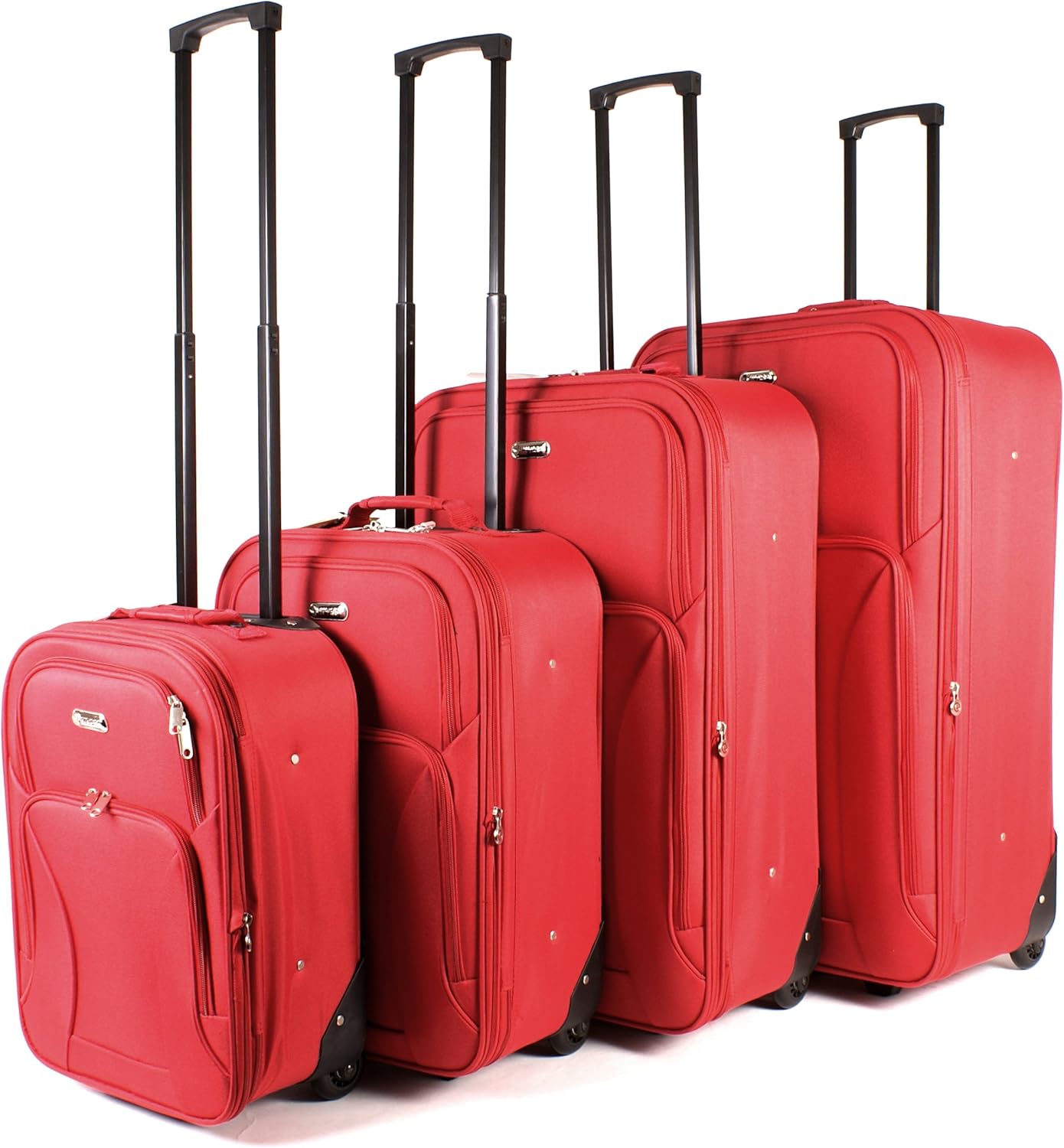 HT1570 RED HighQuality HiTech Upright 2 Wheeled Luggage Set of 4