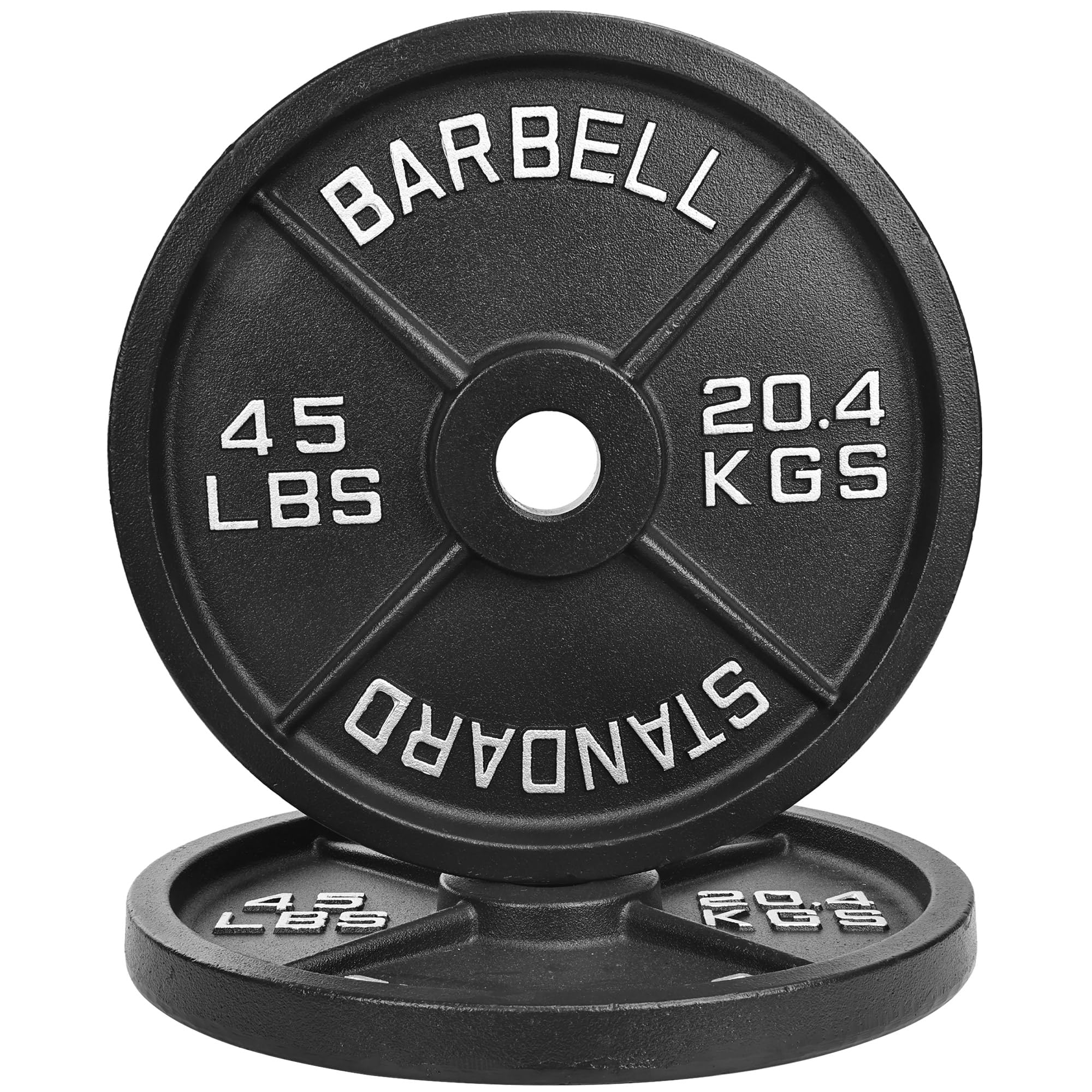 Photo 1 of Fitvids Olympic Cast Iron 2-Inch Weight Plate for Strength Training & Weightlifting, Multiple Weights Available, 45LB (Pair)
