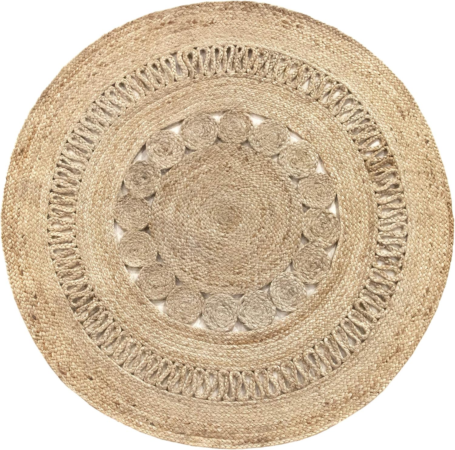 HAMID, Rug Jute Round Alhambra Nazari Natural Colour, Jute Rug, Area Rug 100% Jute Fibre Handmade