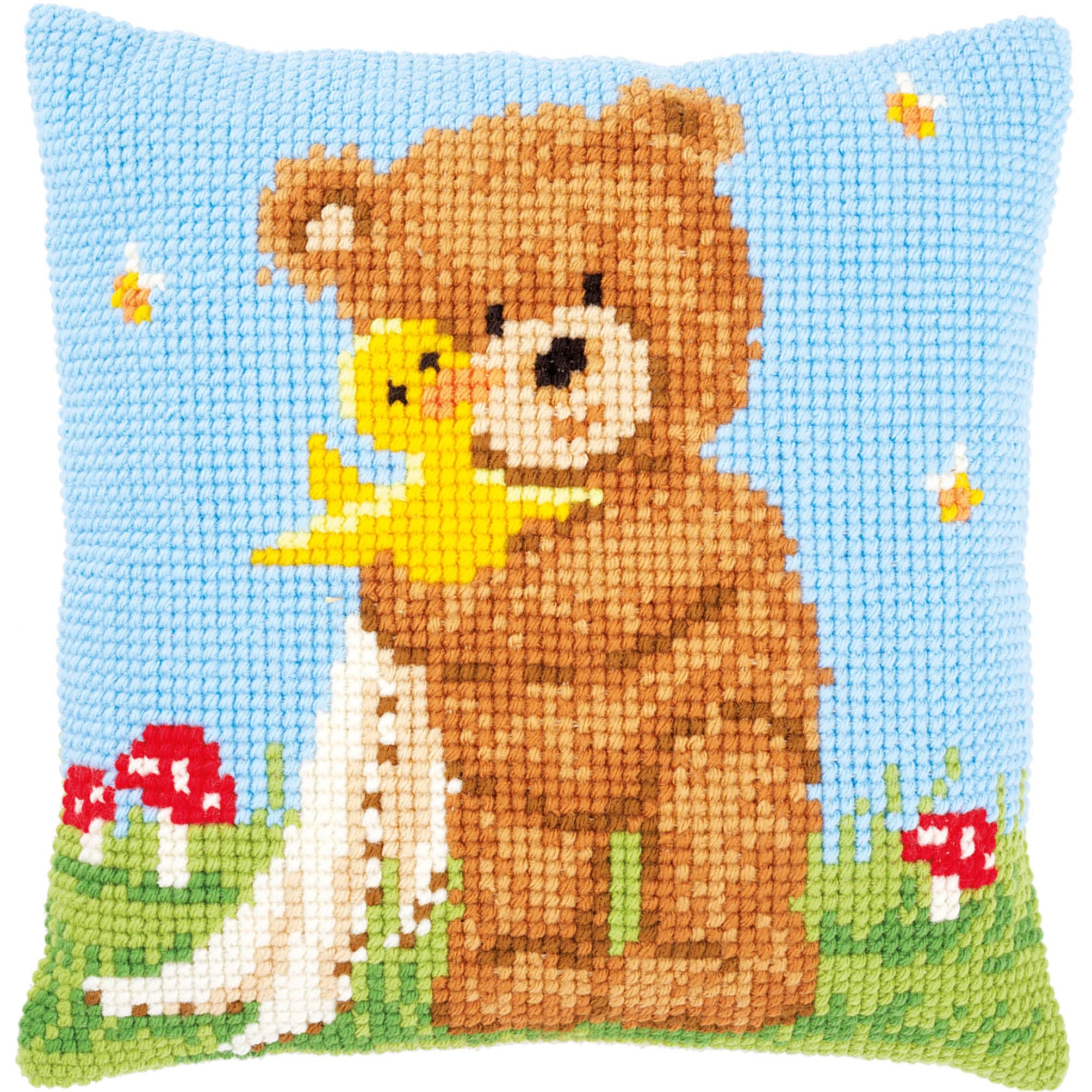 Cross Stitch Cushion Kit: Popcorn & Soufflé the Duck