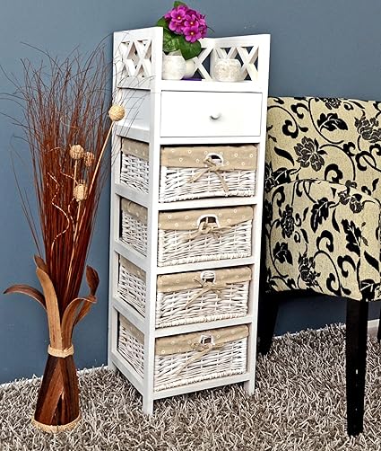 Landhaus Kommode Schrank Shabby Weiß Badregal Kinderzimmer Regal mit