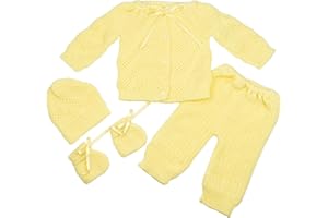 FLVFF BABY Crochet Outfit Set Newborn Clothe Boys Girls Warm Winter Beautiful Clothing 4 Pieces