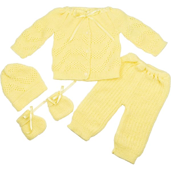 Crochet Newborn 5-Piece Outfit Set – Hat, Blanket, Pants, Sweater – Unisex, Crystal Design