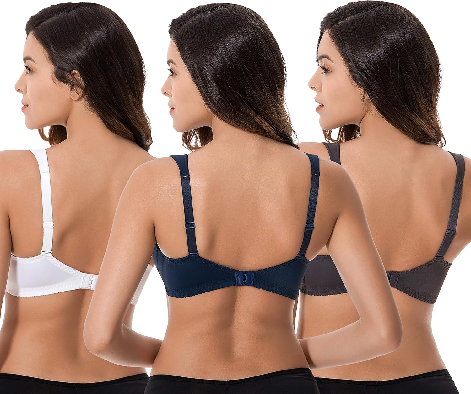 Curve Muse Plus Size Minimizer Unlined Wireless Bra with Lace Embroidery-3Pack at  Women’s Clothing store