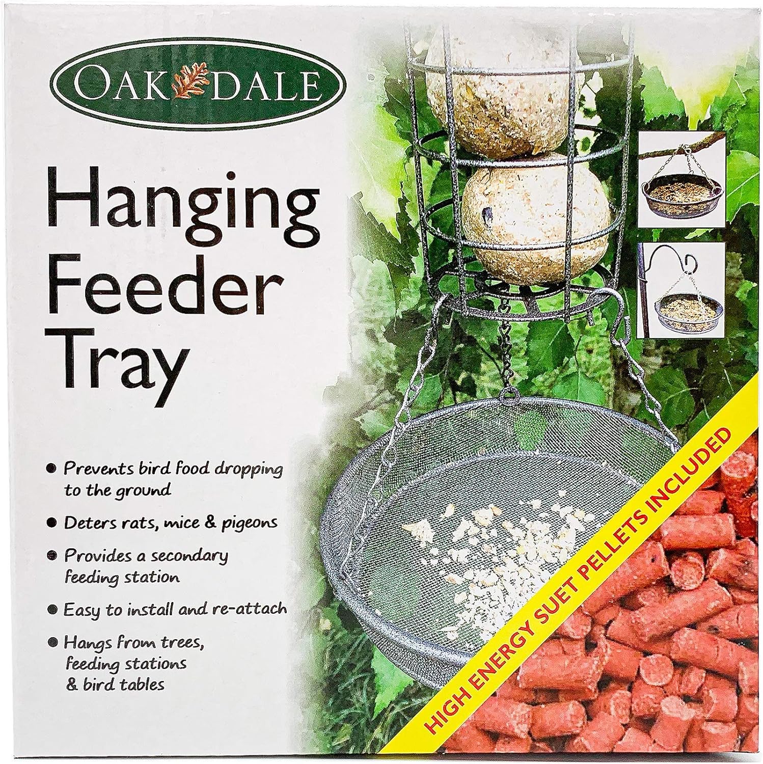 Oakdale Filled Hanging Bird Feeder Seed Tray, Decorative Outdoor Feeding Platform for Native