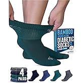 Doctor's Select Diabetic Socks for Men - 4 Pairs Diabetic Ankle Socks for Men | Non Binding Neuropathy Socks